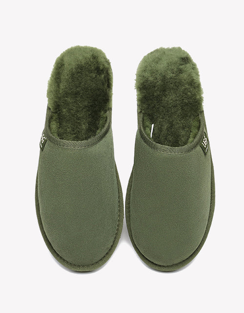 Australian Shepherd UGG Men Scuffs Slippers Sheepskin-Slippers-PEROZ Accessories