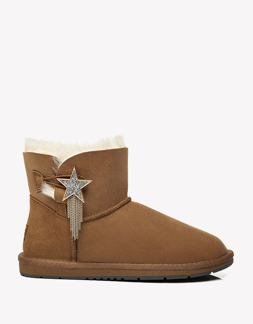 Australian Shepherd Mini UGG Boots Side Star Button Meteor-Boots-PEROZ Accessories