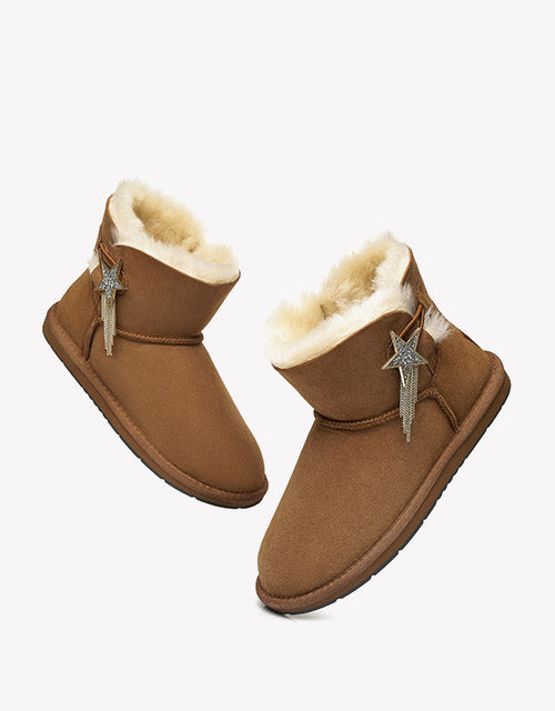 Australian Shepherd Mini UGG Boots Side Star Button Meteor-Boots-PEROZ Accessories