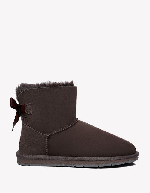 Australian Shepherd Women Mini Ugg Boots with Single Back Bow Water Resistant-Boots-PEROZ Accessories