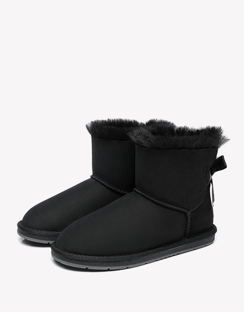 Australian Shepherd Women Mini Ugg Boots with Single Back Bow Water Resistant-Boots-PEROZ Accessories
