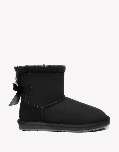 Australian Shepherd Women Mini Ugg Boots with Single Back Bow Water Resistant-Boots-PEROZ Accessories