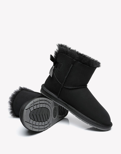 Australian Shepherd Women Mini Ugg Boots with Single Back Bow Water Resistant-Boots-PEROZ Accessories