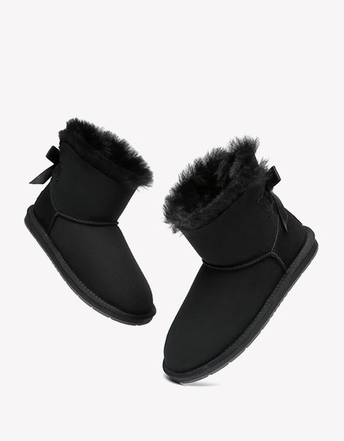 Australian Shepherd Women Mini Ugg Boots with Single Back Bow Water Resistant-Boots-PEROZ Accessories