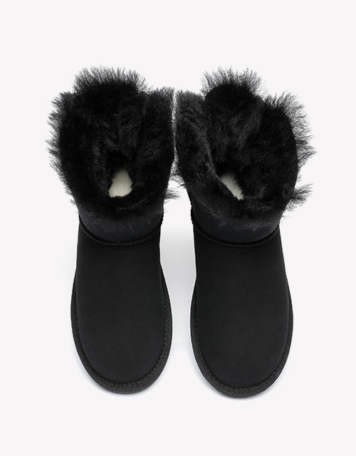 Australian Shepherd Women Mini Ugg Boots with Single Back Bow Water Resistant-Boots-PEROZ Accessories