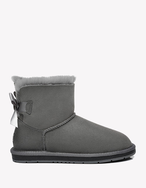 Australian Shepherd Women Mini Ugg Boots with Single Back Bow Water Resistant-Boots-PEROZ Accessories
