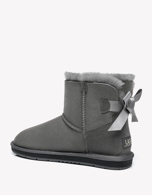 Australian Shepherd Women Mini Ugg Boots with Single Back Bow Water Resistant-Boots-PEROZ Accessories