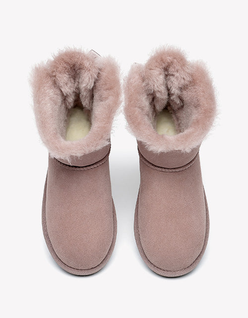 Australian Shepherd Women Mini Ugg Boots with Single Back Bow Water Resistant-Boots-PEROZ Accessories