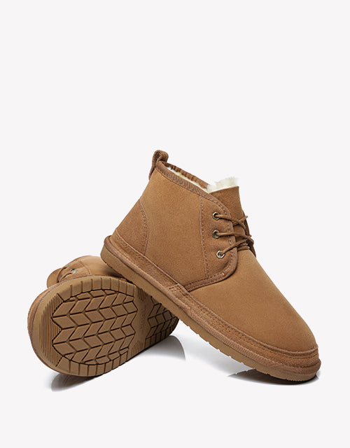Australian ShepherdUGG Double-Faced Casual Ankle Sheepskin Cow Suede BOOTS Kelvin-Boots-PEROZ Accessories