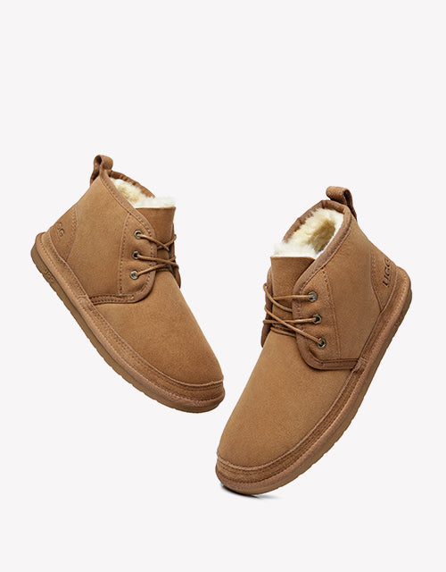 Australian ShepherdUGG Double-Faced Casual Ankle Sheepskin Cow Suede BOOTS Kelvin-Boots-PEROZ Accessories