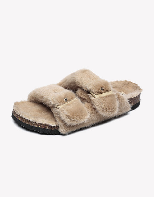 Australian Shepherd UGG Women Fluffy Flat Sandal Slide Myla-Slides-PEROZ Accessories