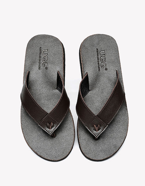 Australian Shepherd Murphy Unisex Leather Slides Thong-Slides-PEROZ Accessories