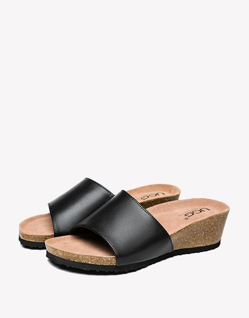 Australian Shepherd Women Sandals Megan Platform Leather Wedge Slides-Slippers-PEROZ Accessories