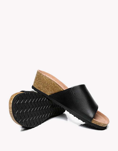 Australian Shepherd Women Sandals Megan Platform Leather Wedge Slides-Slippers-PEROZ Accessories