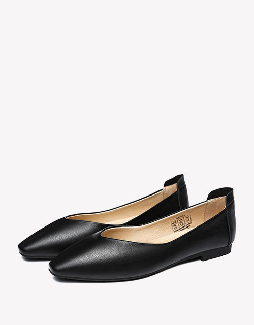 Australian Shepherd Everly Pointed Toe Ballet Leather Flats-Flats-PEROZ Accessories