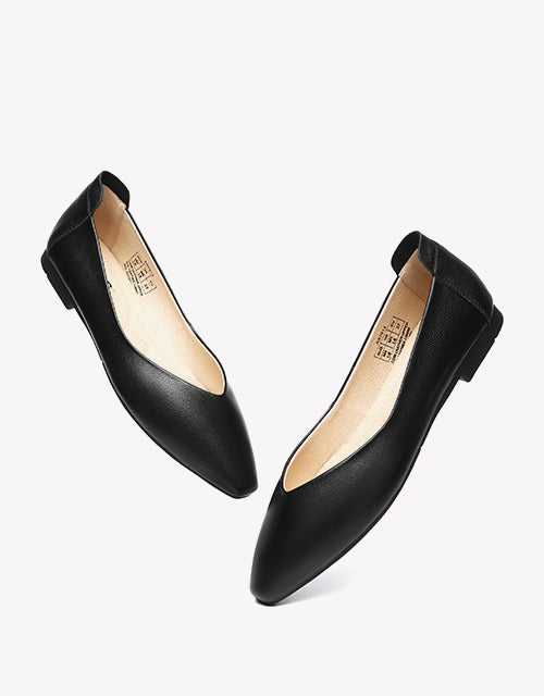 Australian Shepherd Everly Pointed Toe Ballet Leather Flats-Flats-PEROZ Accessories