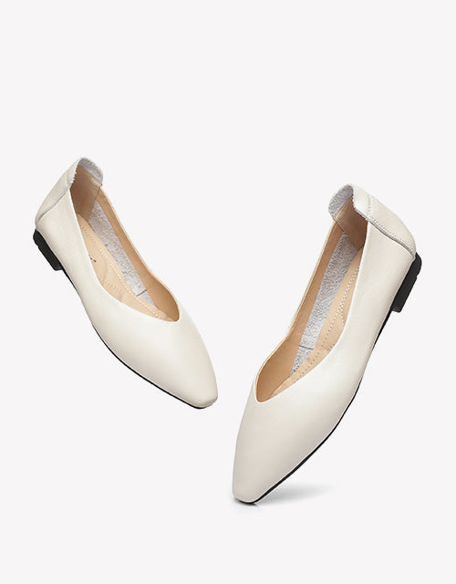 Australian Shepherd Everly Pointed Toe Ballet Leather Flats-Flats-PEROZ Accessories