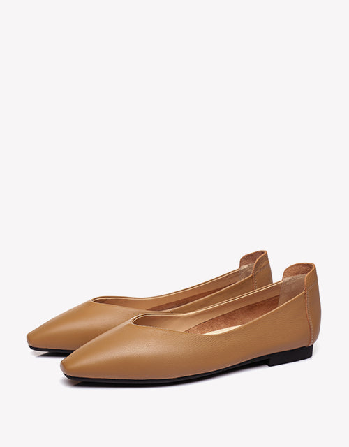 Australian Shepherd Everly Pointed Toe Ballet Leather Flats-Flats-PEROZ Accessories