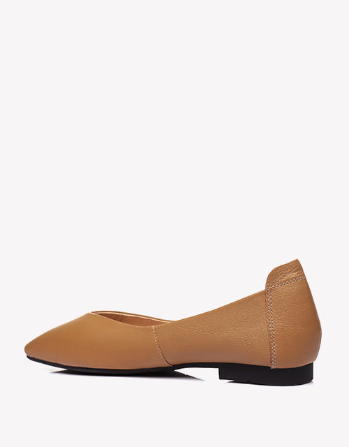 Australian Shepherd Everly Pointed Toe Ballet Leather Flats-Flats-PEROZ Accessories