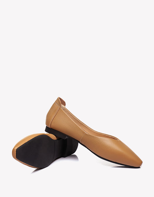 Australian Shepherd Everly Pointed Toe Ballet Leather Flats-Flats-PEROZ Accessories