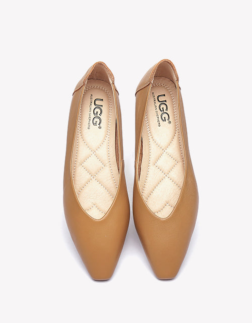 Australian Shepherd Everly Pointed Toe Ballet Leather Flats-Flats-PEROZ Accessories