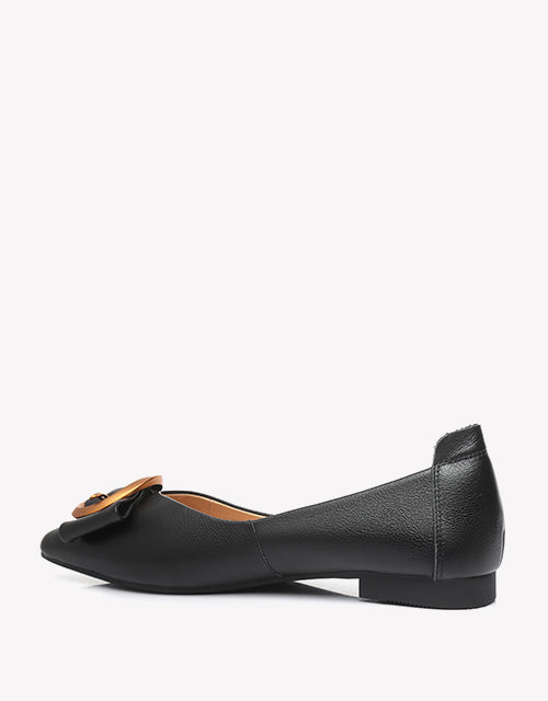 Australian Shepherd Pari Pointed Toe Ballet Flat with Metal Buckle Décor-Flats-PEROZ Accessories