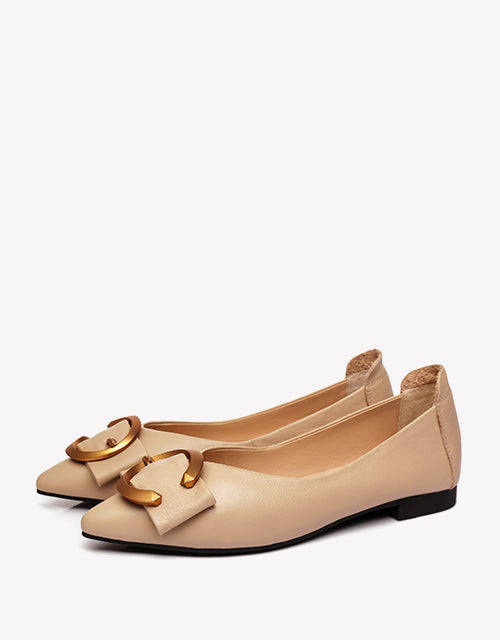 Australian Shepherd Pari Pointed Toe Ballet Flat with Metal Buckle Décor-Flats-PEROZ Accessories