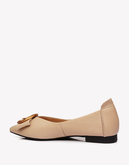 Australian Shepherd Pari Pointed Toe Ballet Flat with Metal Buckle Décor-Flats-PEROZ Accessories