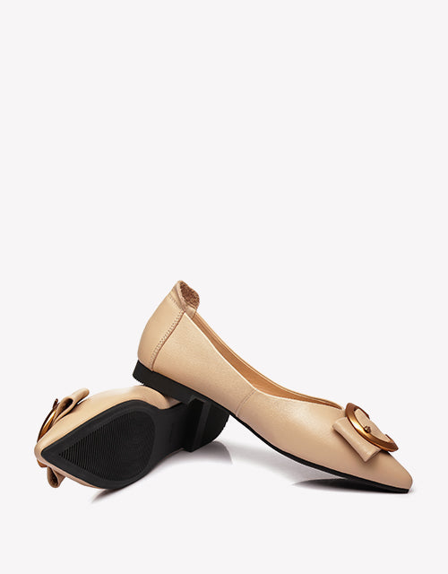 Australian Shepherd Pari Pointed Toe Ballet Flat with Metal Buckle Décor-Flats-PEROZ Accessories