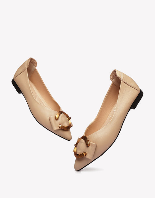 Australian Shepherd Pari Pointed Toe Ballet Flat with Metal Buckle Décor-Flats-PEROZ Accessories