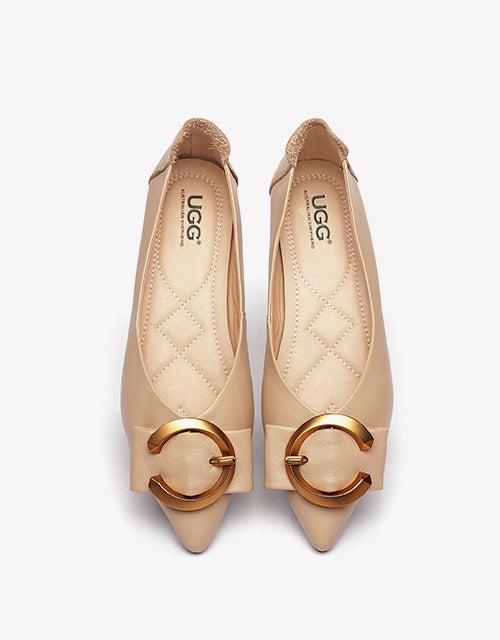 Australian Shepherd Pari Pointed Toe Ballet Flat with Metal Buckle Décor-Flats-PEROZ Accessories