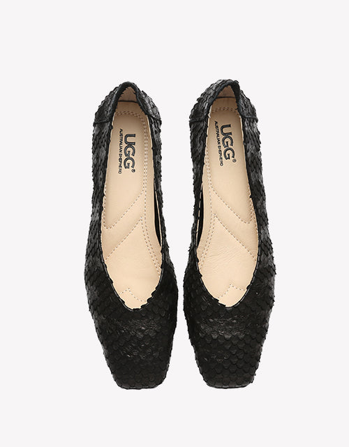 Australian Shepherd Leather Low Block Heel Women Sonja-Heels-PEROZ Accessories