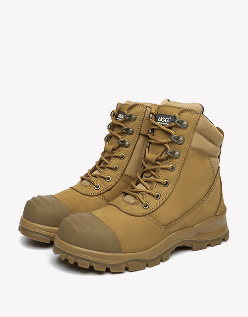 Australian Shepherd Work Safety Boots Mens Leo Lace Up Zip Steel Toe With Wool Insoles-Boots-PEROZ Accessories