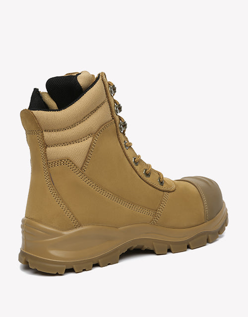 Australian Shepherd Work Safety Boots Mens Leo Lace Up Zip Steel Toe With Wool Insoles-Boots-PEROZ Accessories