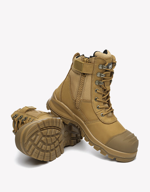 Australian Shepherd Work Safety Boots Mens Leo Lace Up Zip Steel Toe With Wool Insoles-Boots-PEROZ Accessories