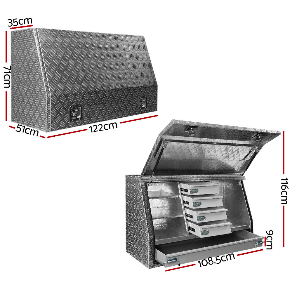 Giantz Aluminium Toolbox Generator Tool Box Drawers Truck Canopy Trailer Locks-Tools > Tools Storage-PEROZ Accessories