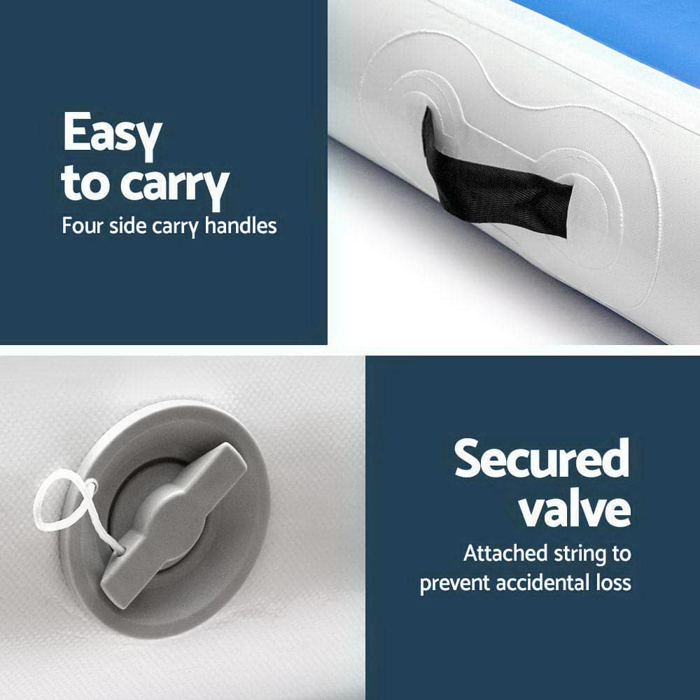 6m x 1m Inflatable Air Track Mat 20cm Thick Gymnastic Tumbling Blue And White-Sports & Fitness > Fitness Accessories-PEROZ Accessories