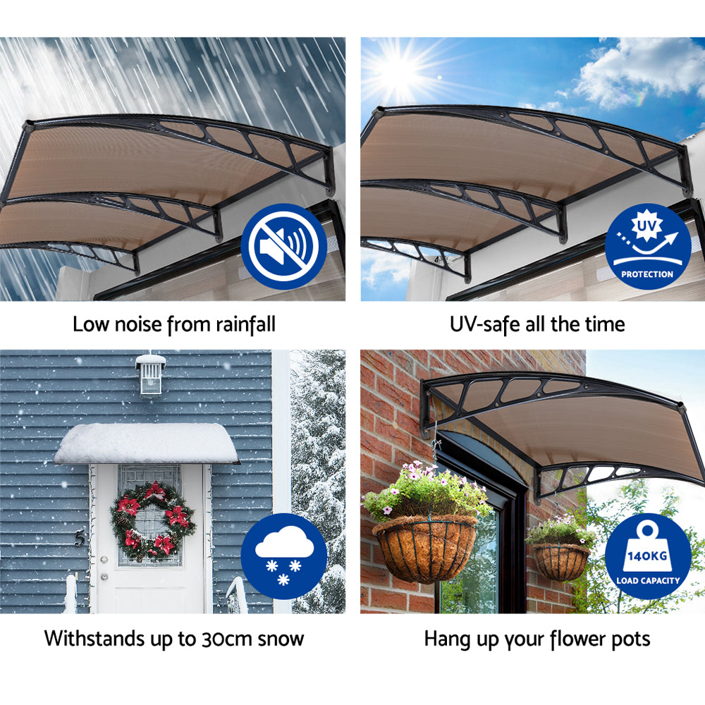 Instahut Window Door Awning Door Canopy Outdoor Patio Cover Shade 1.5mx4m DIY BR-Home & Garden > Shading-PEROZ Accessories