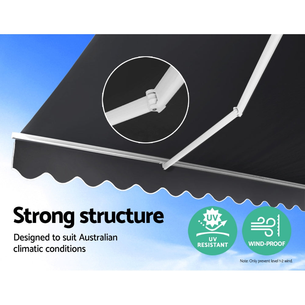 Instahut Folding Arm Awning Outdoor Awning Retractable Sunshade 2.5Mx2M Grey-Home & Garden > Shading-PEROZ Accessories