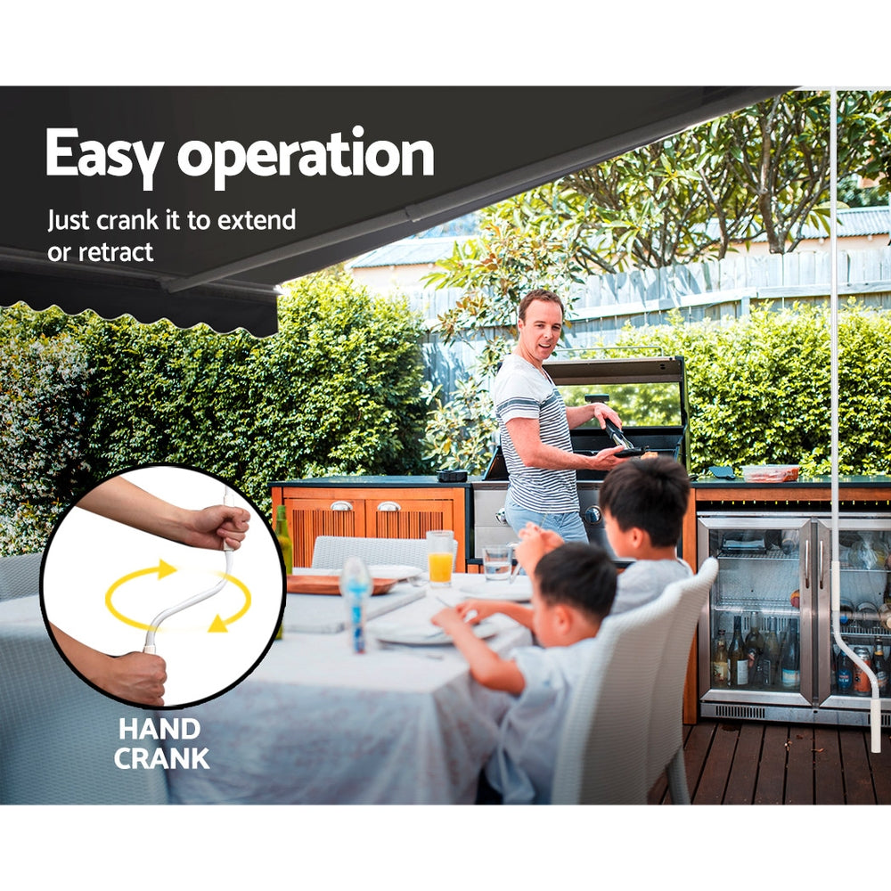 Instahut Folding Arm Awning Outdoor Awning Retractable Sunshade 2.5Mx2M Grey-Home & Garden > Shading-PEROZ Accessories