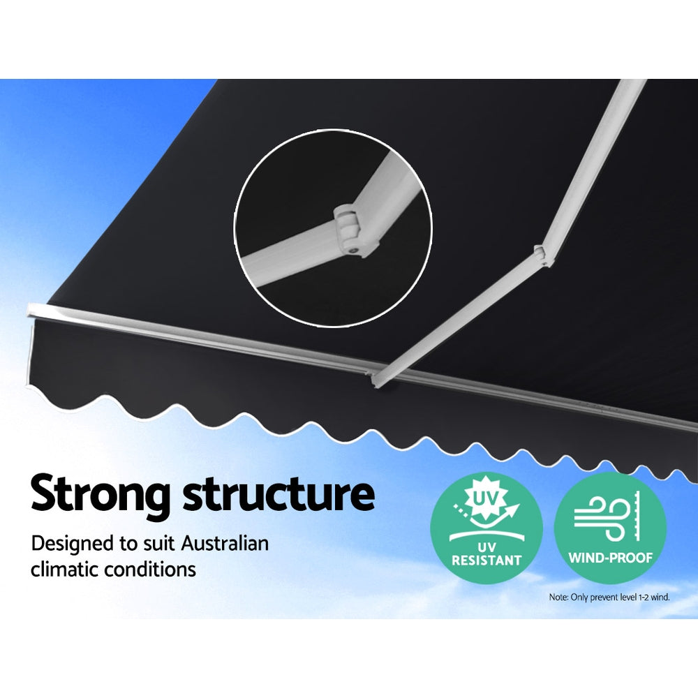 Instahut Folding Arm Awning Outdoor Awning Canopy Retractable 5Mx3M Grey-Home & Garden > Shading-PEROZ Accessories