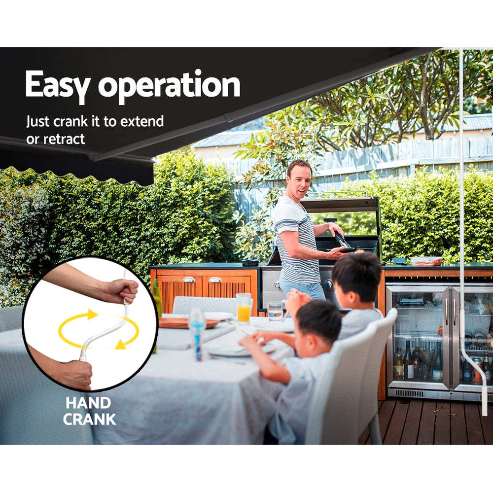 Instahut Folding Arm Awning Outdoor Awning Canopy Retractable 5Mx3M Grey-Home & Garden > Shading-PEROZ Accessories