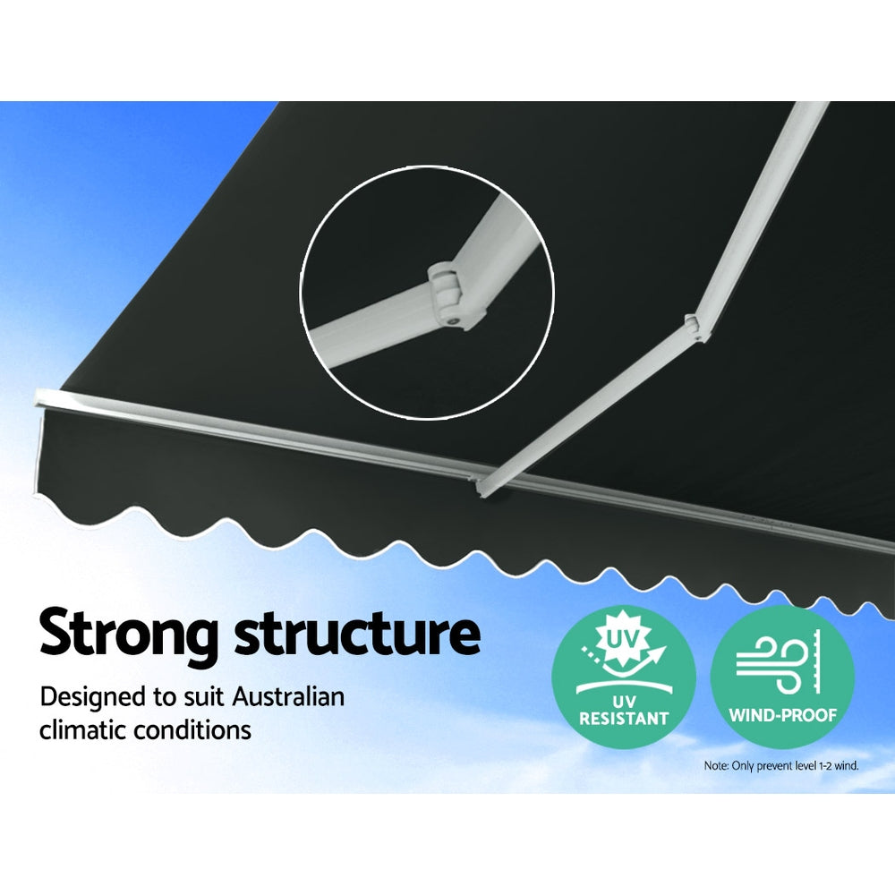 Instahut Folding Arm Awning Motorised Retractable Outdoor Sunshade2.5X2M-Home & Garden > Shading-PEROZ Accessories