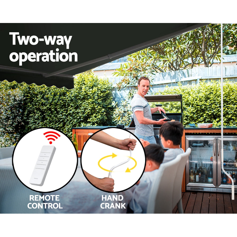 Instahut Folding Arm Awning Motorised Retractable Outdoor Sunshade2.5X2M-Home & Garden > Shading-PEROZ Accessories