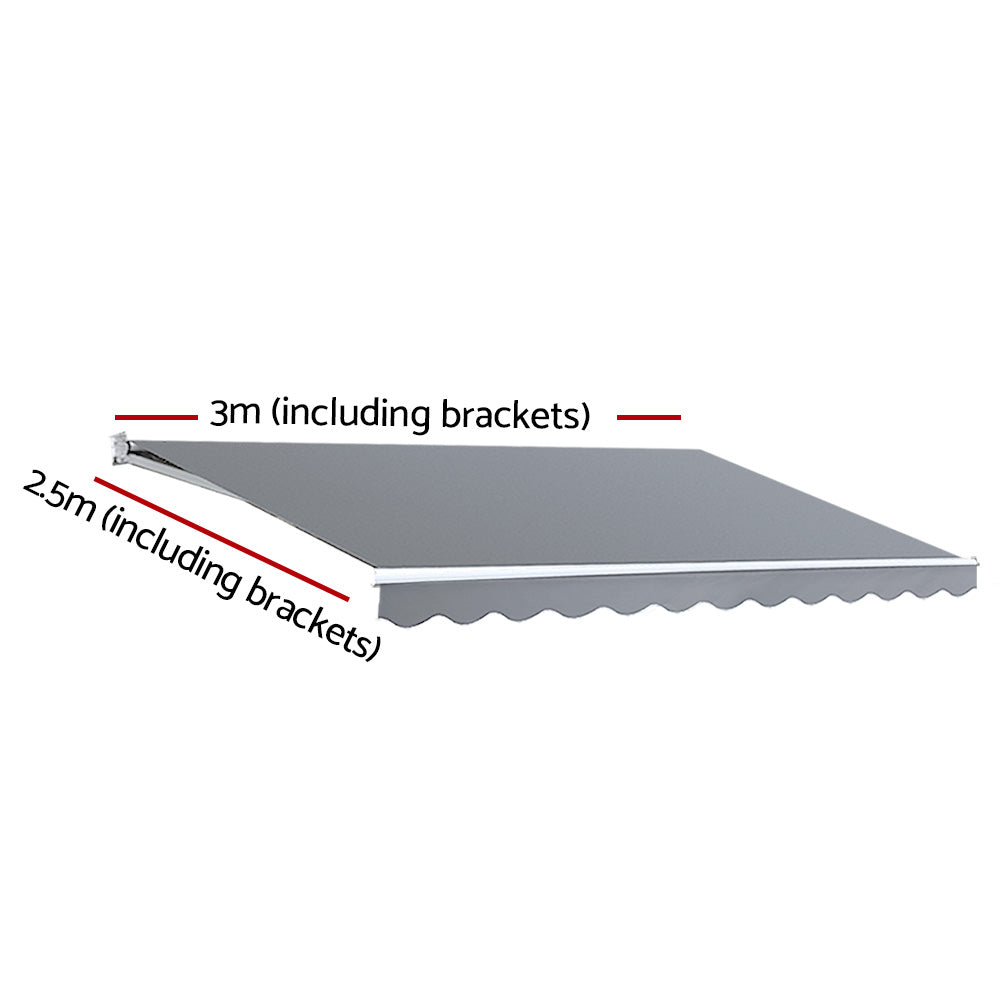 Instahut Retractable Folding Arm Awning Motorised Sunshade 3X2.5M PearlGrey-Home & Garden > Shading-PEROZ Accessories