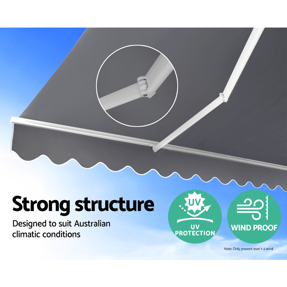 Instahut Retractable Folding Arm Awning Motorised Sunshade 3X2.5M PearlGrey-Home & Garden > Shading-PEROZ Accessories