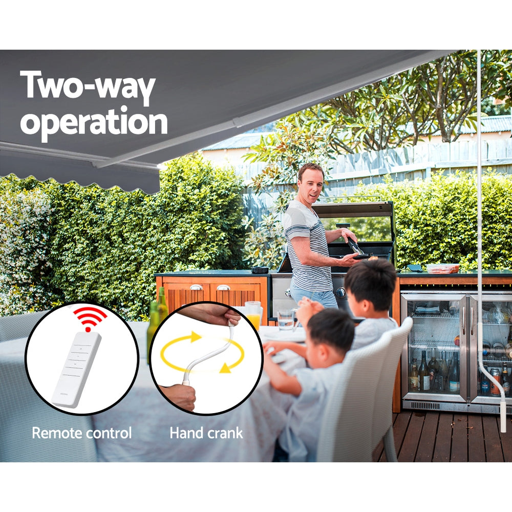 Instahut Retractable Folding Arm Awning Motorised Sunshade 3X2.5M PearlGrey-Home & Garden > Shading-PEROZ Accessories