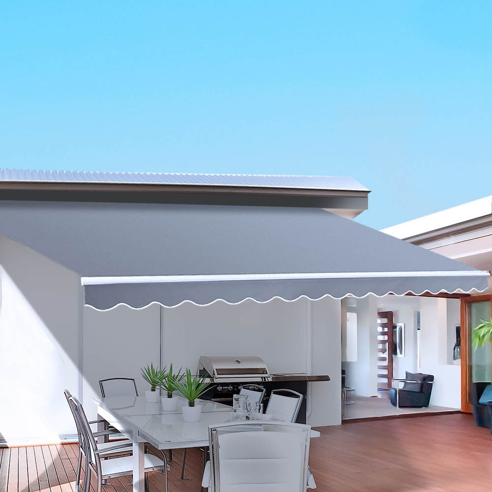 Instahut Retractable Folding Arm Awning Motorised Sunshade 3X2.5M PearlGrey-Home & Garden > Shading-PEROZ Accessories