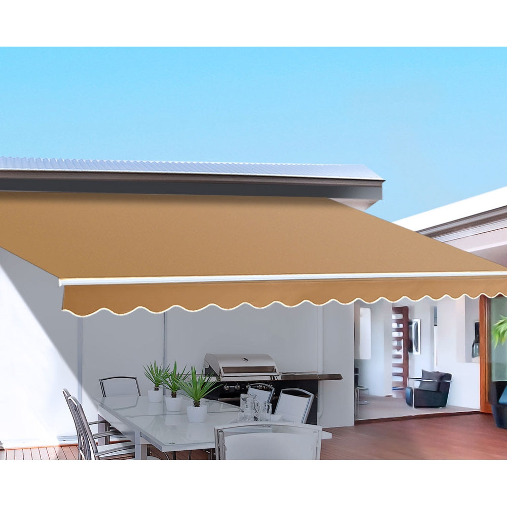 Instahut Retractable Folding Arm Awning Motorised Sunshade 4Mx2.5M Beige-Home & Garden > Shading-PEROZ Accessories