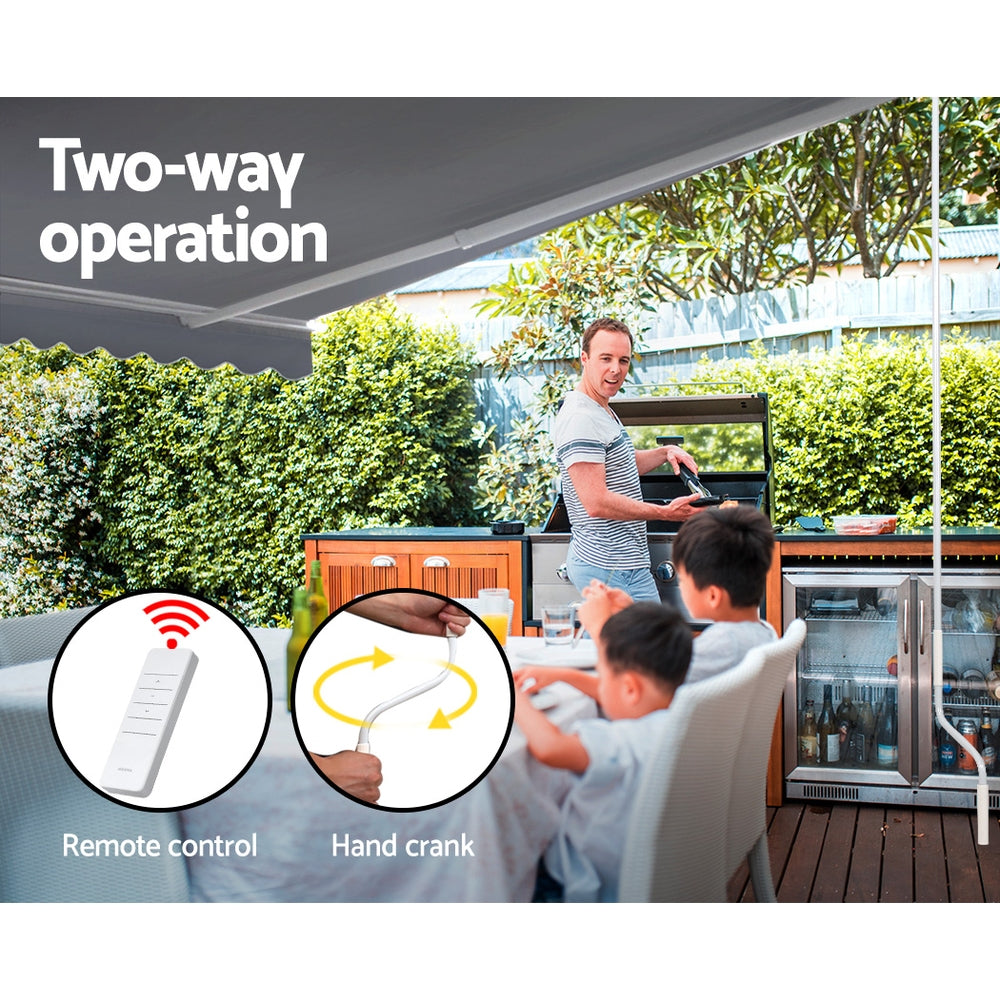 Instahut Folding Arm Awning Motorised Outdoor Pearl Retractable 4X2.5M-Home & Garden > Shading-PEROZ Accessories